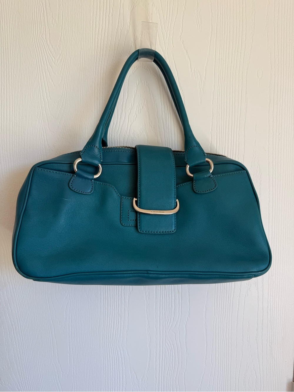 COLE HAAN ($278) Teal Genuine Leather
Women's Satchel Purse Bag Used